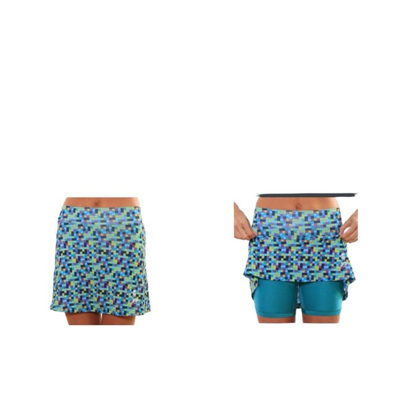 Runningskirts.com Blue Pixel Athletic Skirt Wide Waistband, Sz 2 - Picture 2 of 15